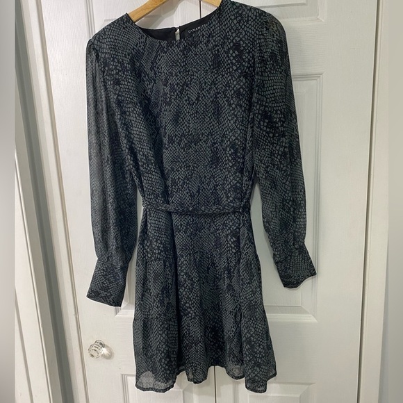 Long sleeve snake print green dress - Picture 1 of 5